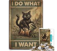 Black Cat 'I Do What I Want' Poster Jigsaw Puzzle for Adults, 500 Pieces | For puzzle fans: Jigsaw Puzzle for Adults - adult home pastime at your own pace.