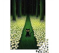 Black Cat in A Daisy Field 1000 Piece Jigsaw Puzzle, 70x50cm/1000pcs, for Adults, Relaxing Screen-Free Hobby, Evening Leisure And Time at Home