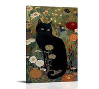 Black Cat In A Garden By Gustav Klimt Artists Works Printed Posters Picture Print Wall Art Canvas Decor Homes Decorative 16x24inch(40x60cm)