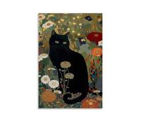 Black Cat In A Garden By Gustav Klimt Artists Works Printed Posters Wall Art Scroll Canvas Picture Living Room Decor Home 24x36inch(60x90cm)