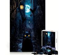 Black Cat in A Spooky Alley 1000 Piece Jigsaw Puzzles for Adults Jigsaw Memory Strength Pleasant Downtime Fine Cut Meaningful Gift (38x26cm)