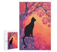 Black Cat in Autumn Puzzle 1000 Teile Schwer Puzzle Spielzeug Lernspiel Impossible Herausforderungsspielzeug Für Erwachsene Kinder 1000 PCS