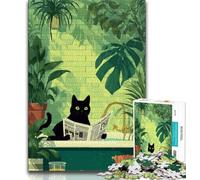 Black Cat in Bathtub 1000 Piece Jigsaw Puzzles for Teenagers Gifts,Help The Brain Exercise Addictive Toys to Cultivate Patience Suitable for Couples (50x75cm)