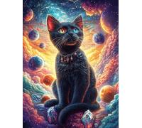 Black Cat in Cosmic Galaxy 500 Piece Jigsaw Puzzle for Adults Long Weekend Project Satisfying Challenge No Duplicate Pieces for Hobbyists 500 PCS