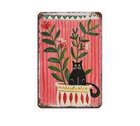 Black Cat in Cozy Living Room Art Print Retro Poster Metal Tin Sign Chic Art Retro Iron Painting Bar People Cave Cafe Family Garage Poster Wall Decoration 8x12inch(20x30cm)