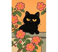 Black Cat in Flowers - A5 A4 A3 Cute Cats and Funny Animals Poster Wall Art Home Decor Art Print Featuring Playful Pets and Adorable Creatures for Living Room
