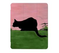 Black Cat in Glassland Case Compatible with IPad 9th 8th 7th Generation 10.9 Inch 2021-2018,Funny Cover with Trifold Stand+Pencil Holder for Boys Girls,iPad Air6 11inch 2024