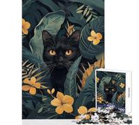 Black Cat in Jungle Jigsaw for Teenagers 1000 Pieces Stimulate Active Brain And Mind Gentle Relaxing Fun Activity (50x75cm)