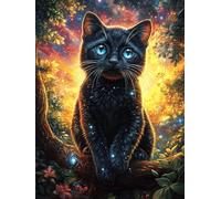 Black Cat in Magical Forest 500 Piece Count Premium Jigsaw Puzzle Fairy Tale Scenery Cartoon For Adults Teens 14+ Concentration Training Indoor Game Family Game Night Creativity Gift Giving 500 PCS