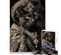 Black Cat in Regal Attire 1000 Piece Jigsaw Puzzle for Adults Mind Exercise Cozy Pastime Exact Cut Chic Xmas Gift (38x52cm)