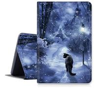 Black Cat in Snow Case for iPad Air 11 inch 2024 M2, Shockproof PU Leather Folding Adjustable Stand Case with Auto Sleep/Wake for 11" iPad Air Case 2024 Air M2