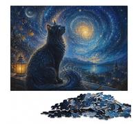 Black Cat in Space Artistic Wooden Puzzle for Adults, 500 Pieces | Adult Jigsaw Puzzle - visual matching for a more organised build at your own pace.