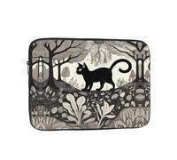 Black cat in Strange Forest Printed 12 inch Laptop Case, Business/Office Commuter Laptop Case