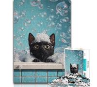 Black Cat in The Bathroom 1000 Piece Jigsaw Puzzles for Teenagers,Decompressing Intellectual Educational Toy Great Gifts And Toys (75x50cm)