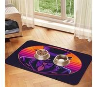 Black cat in The hat Pet Food Mat 23.62x15.71in Absorbent Non-Slip PU Leather Feeding Mat for Dogs Cats Rubber Bottom Fast Drying Rollable Pet Bowl Placemat