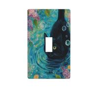 Black Cat In The Water Pattern Single Toggle Wall Plate Switch Decorative Panel Electrical Socket Plate Suitable For Bathroom Kitchen Living Room Bedroom