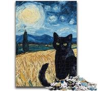 Black Cat in The Wheat Field 1000 Piece Jigsaw Puzzles for Adults,Challenging To Complete But Fun And Humorous Unique Home Decor And Gifts (38x26cm)