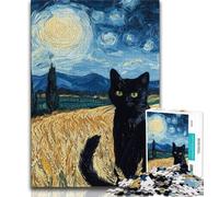 Black Cat in The Wheat Field Puzzles 1000 Pieces for Teenagers,Help The Brain Exercise Addictive Toys to Cultivate Patience Parent-child Interaction (75x50cm)