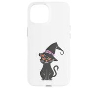 Black cat In Witch Hat Funny Halloween Witch Case for iPhone 15