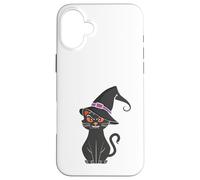 Black cat In Witch Hat Funny Halloween Witch Case for iPhone 16 Plus