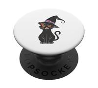 Black cat In Witch Hat Funny Halloween Witch PopSockets Adhesive PopGrip