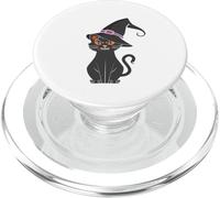 Black cat In Witch Hat Funny Halloween Witch PopSockets PopGrip for MagSafe