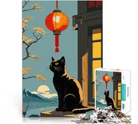 Black Cat Japanese LanternJigsaw Puzzles for Adults 2000 Pieces Analysis and logic is ideal as a gift for the whole family 70x100cm