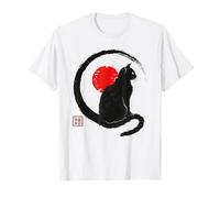Black Cat Japanese Zen Art Buddhist Enso Circle Buddhism T-Shirt