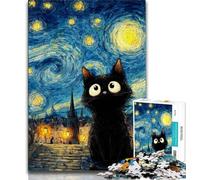 Black Cat Jigsaw Puzzles for Adults,Help The Brain Exercise Addictive Toys to Cultivate Patience Suitable for Couples (75x50cm)
