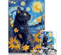 Black Cat Jigsaw Puzzles for Adults Teenagers Jigsaws Puzzle,Help The Brain Exercise Addictive Toys to Cultivate Patience Suitable for Couples (50x75cm)