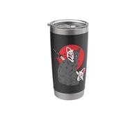 Black Cat Katana Kitsune Mask Nine-Tail Fox Stainless Steel Insulated Tumbler