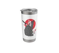 Black Cat Katana Kitsune Mask Nine-Tail Fox Stainless Steel Insulated Tumbler