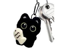 Black Cat Keychain, Cute Cat Plush Keychain, Black Cats Adorable Animal Plush Pendant, Backpack Cha’rms, Presents for Cute Cats Lover, For Handbags Backpacks Wallets, 3.15inch