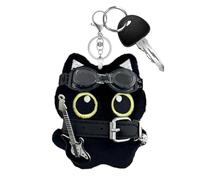 Black Cat Keyring, Keychain Cute Cat Gift For Women, Cats Jewellery Cute Stuff, 4.7Inch Funny Decor Plush Stuffed Animal Charm, Plush Backpack Handbags Tote Pendant Gift For Kids Adult Girls Birthday