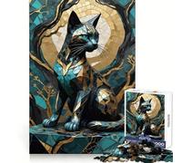Black Cat Kintsugi Jigsaw Puzzles 1000 Piece for Teenagers Brain Wellness Cozy Downtime Perfect Lock Heartfelt Gift (38x52cm)