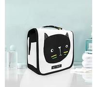 Black Cat Kitty Sweet Dreams Hanging Foldable Toiletry Cosmetic Bag Makeup Travel Organizer Bags Case for Women Girls Bathroom