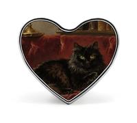 Black Cat Lapel Pin Heart Metal Brooch Pin with Secure Pinback Fashion Button Badge for Clothing, Hats, Bags Decoration