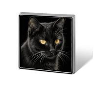 Black Cat Lapel Pin, Metal Square Lapel Pins, Fashion Badge for Shirts, Jackets, Hats