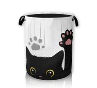 Black Cat Large Storage Basket, Cute Funny Cat Laundry Hamper/Bathroom/Home Decor/Collapsible Round Storage Bin,Boys Girls Dirty Clothes Hamper/Boxes/Toys Storage 66L