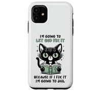 Black Cat Let God Fix It Christian Humor Sarcastic Feline Case for iPhone 11