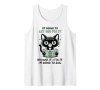 Black Cat Let God Fix It Christian Humor Sarcastic Feline Tank Top