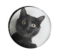 Black Cat Lies Down Spare Tire Cover, Weatherproof, Tire Diameters 24-36 Inches, Waterproof Universal Wheel Protectors for Trailer, Truck