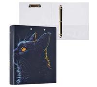 Black Cat Looking Up 3-Ring Binder 1.5 Inch, PVC Material Document Organizer with D-Ring and Clear View Pocket for Office Supplies-1 Pack