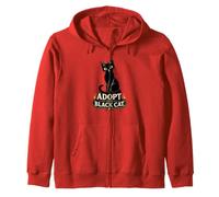 Black Cat Lover Adopt The Black Cat Rescue Zip Hoodie