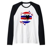 Black Cat Lovers Cool Patriotic Kitty Cat July 4th Flag Raglan Baseball Tee
