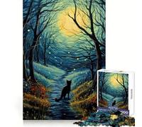 Black Cat Lustrous Nature Puzzles for Teenagers 1000 Pieces Memory Power Mindful Escape Accurate Cut Memorable Gift (50x75cm)
