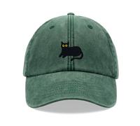 Black Cat Lying Down Baseball Cap Vintage Washed Unisex Dad Hat Adjustable Bottle Green