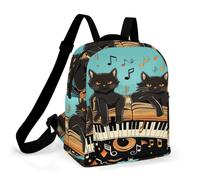 Black Cat Lying on The Keyboard Mini Backpack for Women Waterproof Backpack | Durable & Lightweight, Casual Daypack with Multi Pocket, Cute Small Backpack Purse for Travel, Work, Hiking, Great Gift