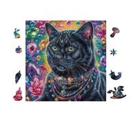 Black Cat Magic Garden 100-piece Jigsaw Puzzle Set For Adults Teens 14+ Logic Skill Indoor Game Family Game Night Summer Paperboard 28x28cm