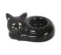 Black Cat Magick Curled Cat Tealight Holder | Decorative Tealight Candle Holder